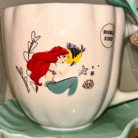 Rae Dunn Disney Collection Ceramic Teacup and Saucer. “The Little Mermaid” NWTS! - Picture 3 of 9